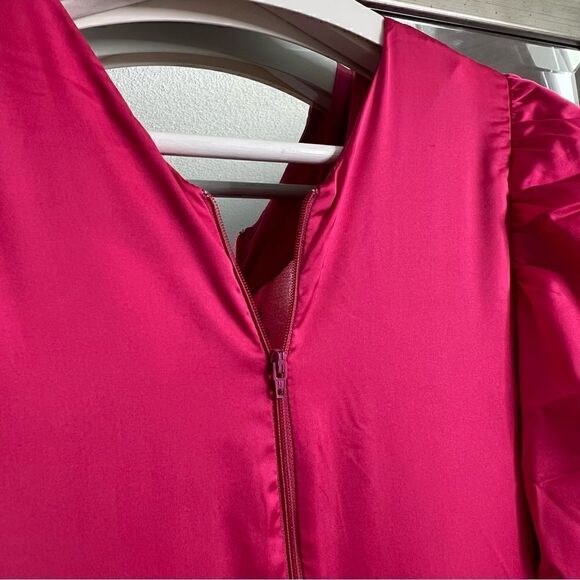 ORIANAâRIVERAâMaxi DressâInâAsymmetricâRuffledâSilk-satinâFuchsiaâColorâSizeâM. - Picture 7 of 12